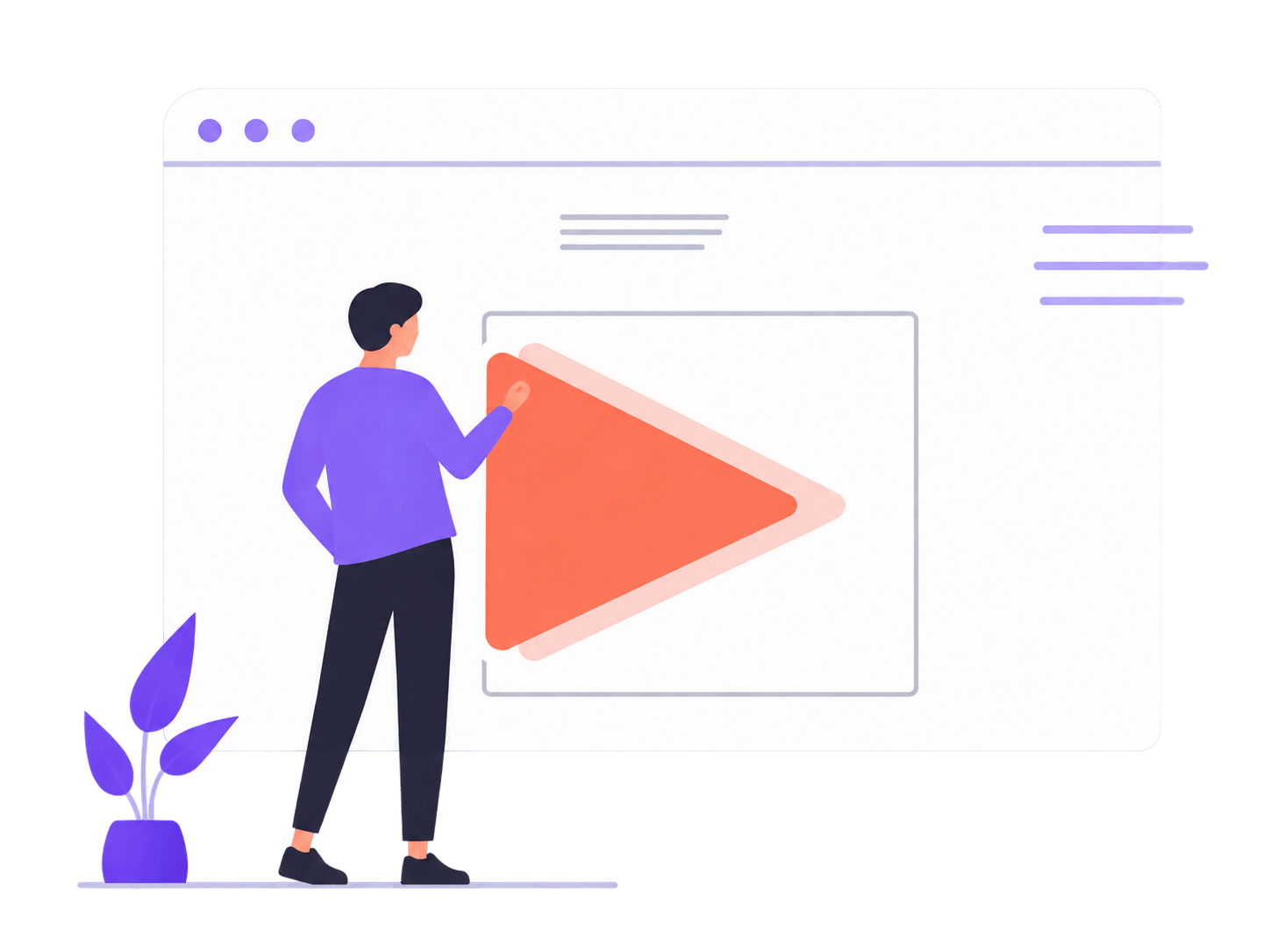Illustration of a learner exploring an online lesson